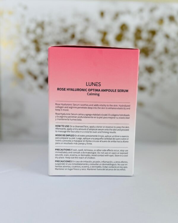 Lunes Rose Hyaluronic Optima Ampoule Serum (Calming) 50ml. 1.69 Fl Oz.